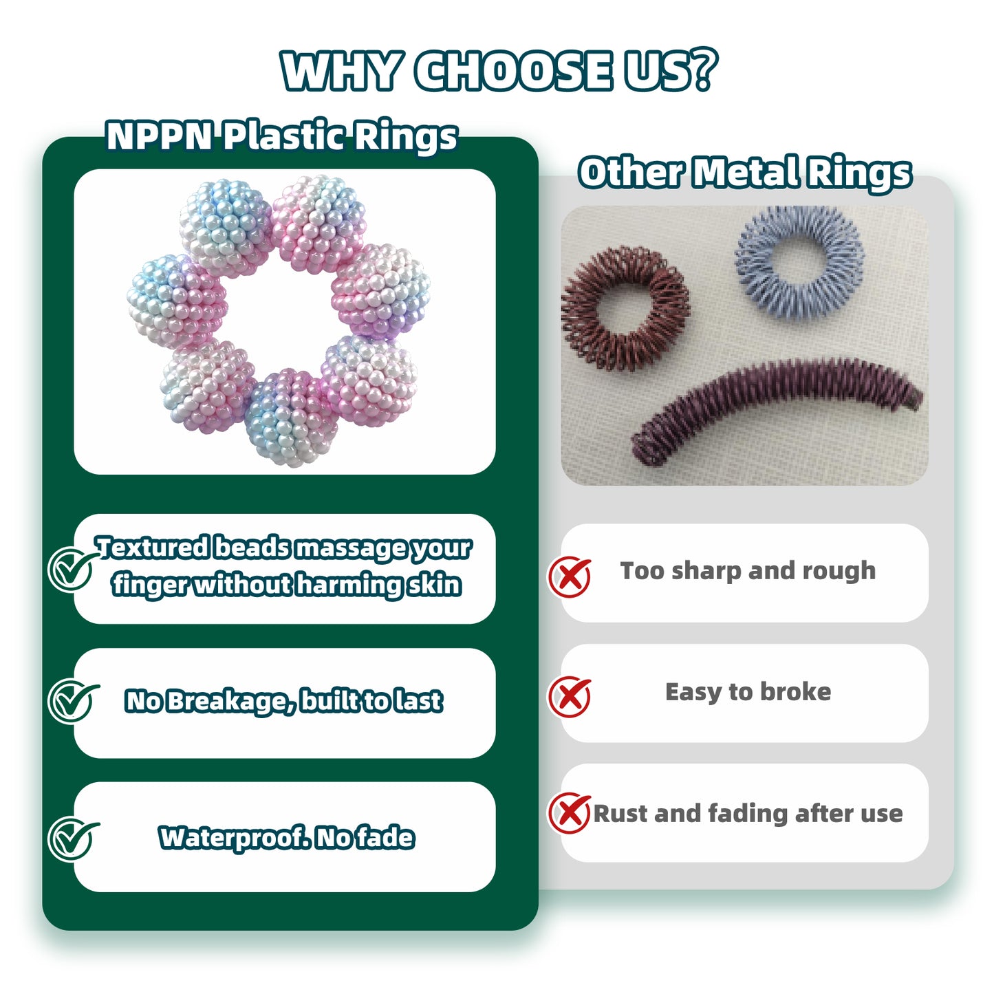 NPPN Spiky Sensory Rings - 10 Pack